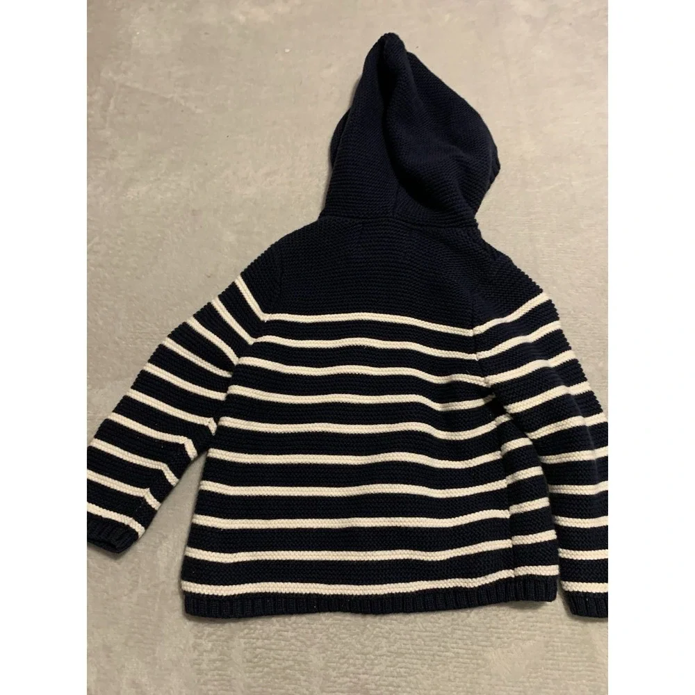 Old‎ Navy Baby Navy Hooded Navy Blue and White Striped Button Cardigan 18-24mo